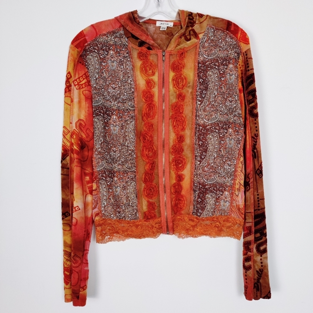 Jaipur Women's Boho-Chic Jacket with Paisley and Floral Embroidery - Medium Y2K
